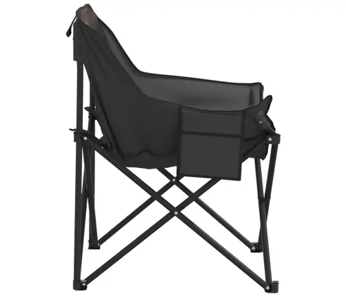 Kempinga Krēsli Ar Kabatu, 2 Gab., Saliekami, Melns Vidaxl