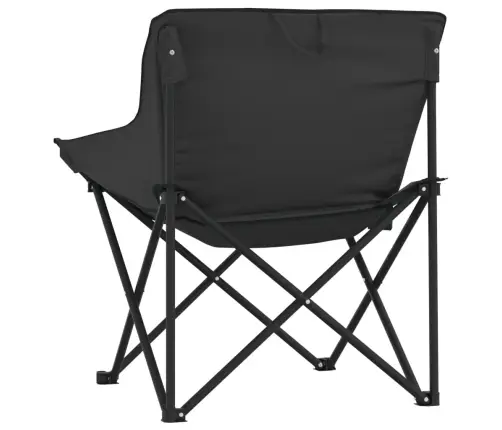 Kempinga Krēsli Ar Kabatu, 2 Gab., Saliekami, Melns Vidaxl
