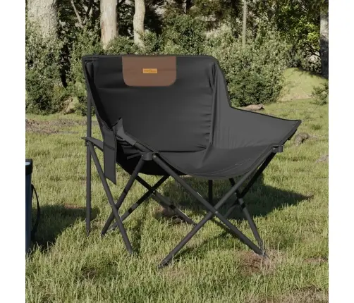 Kempinga Krēsli Ar Kabatu, 2 Gab., Saliekami, Melns Vidaxl