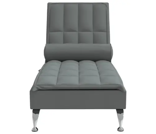 Masažinis Poilsio Gultas Su Ilga Pagalve, Pilkas, Audinys