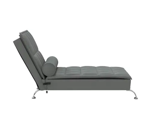 Masažinis Poilsio Gultas Su Ilga Pagalve, Pilkas, Audinys