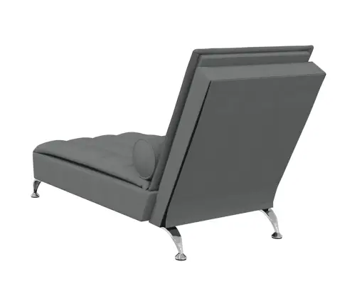 Masažinis Poilsio Gultas Su Ilga Pagalve, Pilkas, Audinys