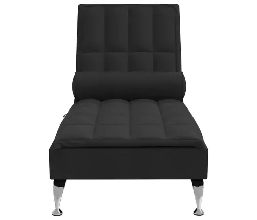 Zvilnis Ar Cilindra Formas Spilvenu, Melns, Audums Vidaxl