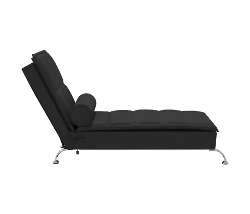 Zvilnis Ar Cilindra Formas Spilvenu, Melns, Audums Vidaxl