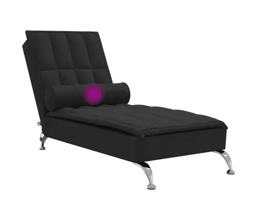 Zvilnis Ar Cilindra Formas Spilvenu, Melns, Audums Vidaxl