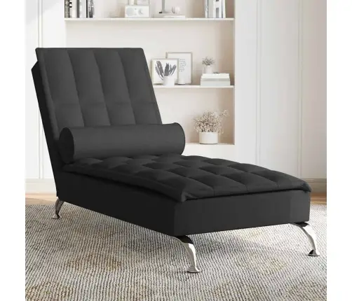 Zvilnis Ar Cilindra Formas Spilvenu, Melns, Audums Vidaxl