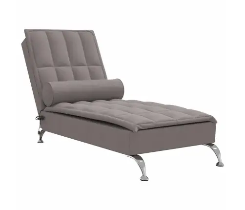 Masažinis Poilsio Gultas Su Ilga Pagalve, Taupe, Audinys