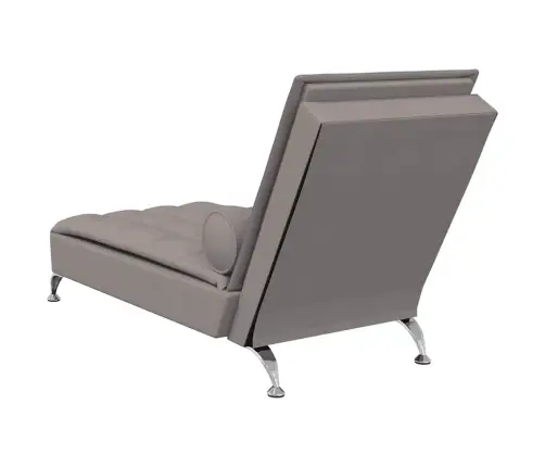 Masažinis Poilsio Gultas Su Ilga Pagalve, Taupe, Audinys