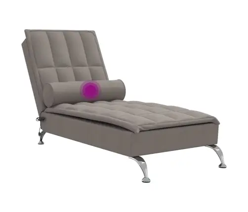 Masažinis Poilsio Gultas Su Ilga Pagalve, Taupe, Audinys