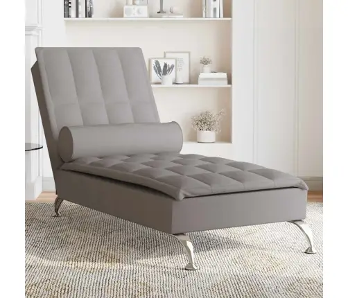 Masažinis Poilsio Gultas Su Ilga Pagalve, Taupe, Audinys