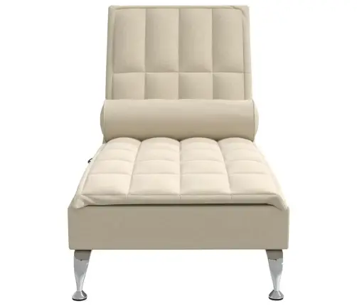 Zvilnis Ar Cilindra Formas Spilvenu, Krēmkrāsas, Audums Vidaxl