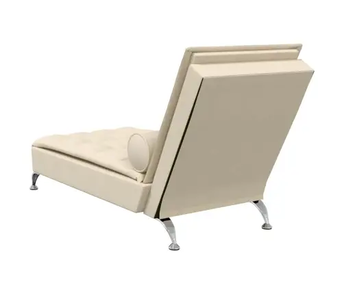 Zvilnis Ar Cilindra Formas Spilvenu, Krēmkrāsas, Audums Vidaxl