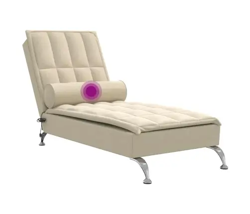 Zvilnis Ar Cilindra Formas Spilvenu, Krēmkrāsas, Audums Vidaxl