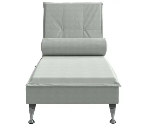 Zvilnis Ar Cilindra Formas Spilvenu, Gaiši Pelēks, Samts Vidaxl