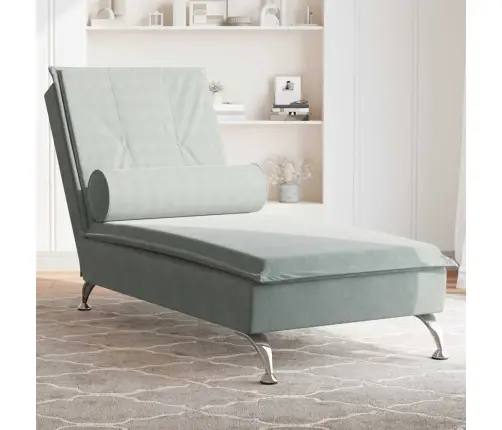 Zvilnis Ar Cilindra Formas Spilvenu, Gaiši Pelēks, Samts Vidaxl