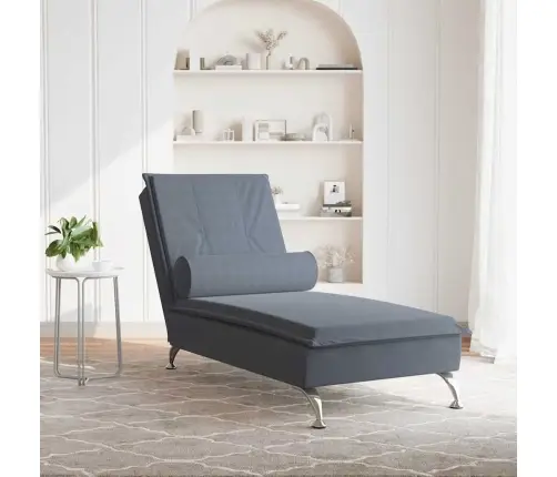 Zvilnis Ar Cilindra Formas Spilvenu, Tumši Pelēks, Samts Vidaxl