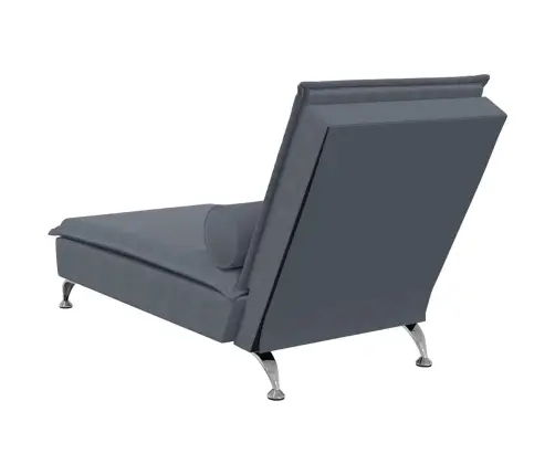 Zvilnis Ar Cilindra Formas Spilvenu, Tumši Pelēks, Samts Vidaxl