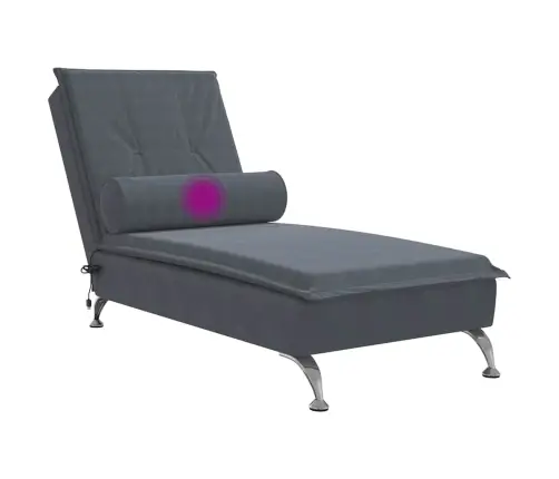 Zvilnis Ar Cilindra Formas Spilvenu, Tumši Pelēks, Samts Vidaxl