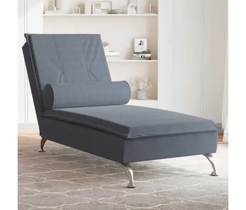 Zvilnis Ar Cilindra Formas Spilvenu, Tumši Pelēks, Samts Vidaxl