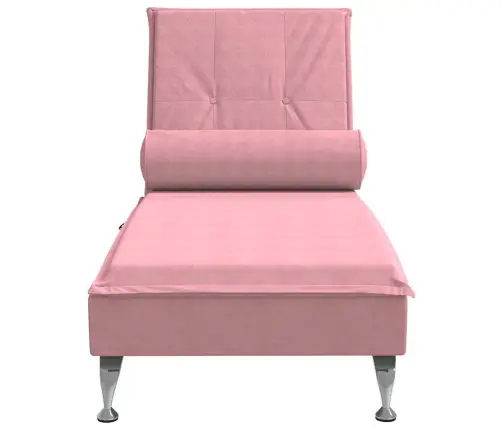 Zvilnis Ar Cilindra Formas Spilvenu, Rozā, Samts Vidaxl