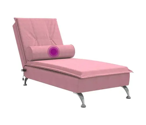 Zvilnis Ar Cilindra Formas Spilvenu, Rozā, Samts Vidaxl