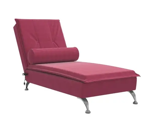 Zvilnis Ar Cilindra Formas Spilvenu, Vīnsarkans, Samts Vidaxl