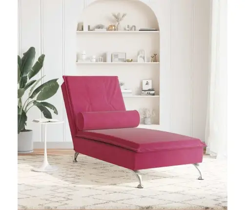 Zvilnis Ar Cilindra Formas Spilvenu, Vīnsarkans, Samts Vidaxl