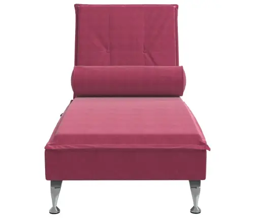 Zvilnis Ar Cilindra Formas Spilvenu, Vīnsarkans, Samts Vidaxl