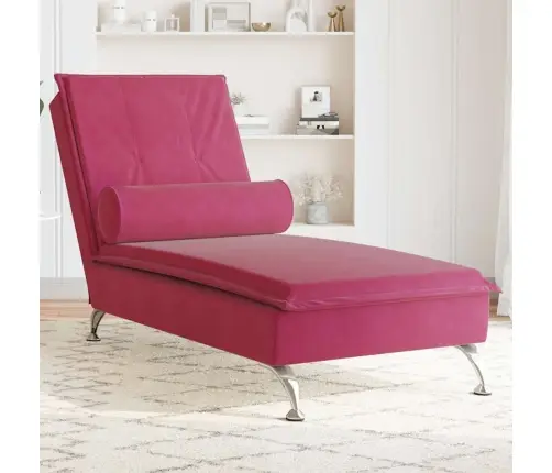 Zvilnis Ar Cilindra Formas Spilvenu, Vīnsarkans, Samts Vidaxl