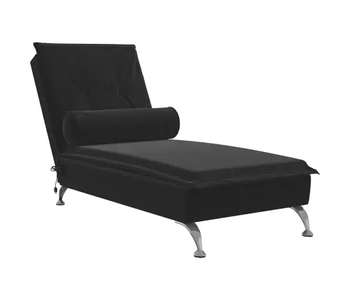 Masažinis Poilsio Gultas Su Ilga Pagalve, Juodas, Aksomas