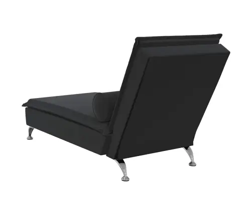 Masažinis Poilsio Gultas Su Ilga Pagalve, Juodas, Aksomas