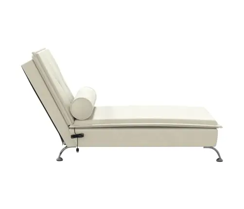 Zvilnis Ar Cilindra Formas Spilvenu, Krēmkrāsas, Samts Vidaxl