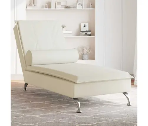 Zvilnis Ar Cilindra Formas Spilvenu, Krēmkrāsas, Samts Vidaxl