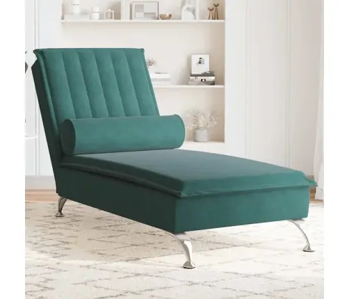 Zvilnis Ar Cilindra Formas Spilvenu, Tumši Zaļš, Samts Vidaxl