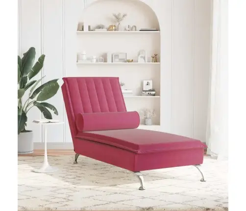 Zvilnis Ar Cilindra Formas Spilvenu, Vīnsarkans, Samts Vidaxl