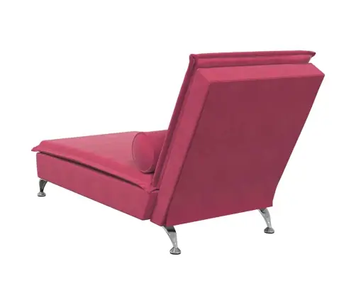 Zvilnis Ar Cilindra Formas Spilvenu, Vīnsarkans, Samts Vidaxl