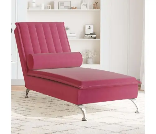 Zvilnis Ar Cilindra Formas Spilvenu, Vīnsarkans, Samts Vidaxl