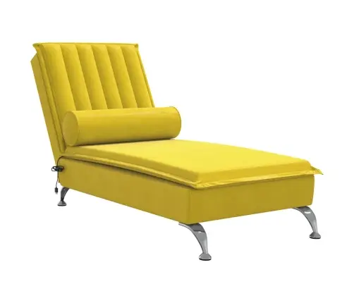 Zvilnis Ar Cilindra Formas Spilvenu, Dzeltens, Samts Vidaxl