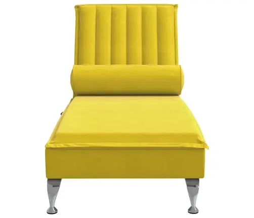 Zvilnis Ar Cilindra Formas Spilvenu, Dzeltens, Samts Vidaxl