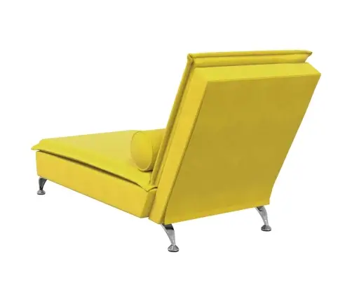 Zvilnis Ar Cilindra Formas Spilvenu, Dzeltens, Samts Vidaxl