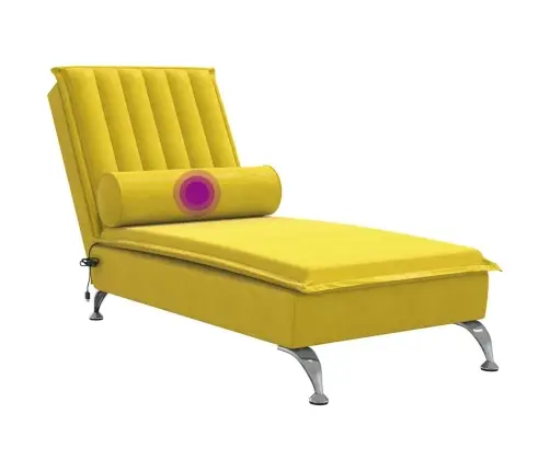 Zvilnis Ar Cilindra Formas Spilvenu, Dzeltens, Samts Vidaxl