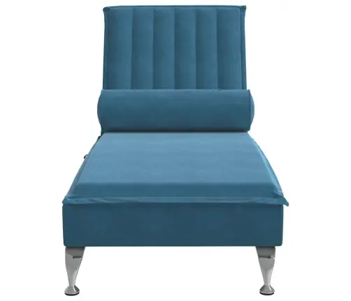 Zvilnis Ar Cilindra Formas Spilvenu, Zils, Samts Vidaxl