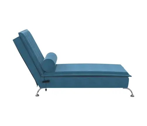 Zvilnis Ar Cilindra Formas Spilvenu, Zils, Samts Vidaxl