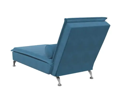 Zvilnis Ar Cilindra Formas Spilvenu, Zils, Samts Vidaxl