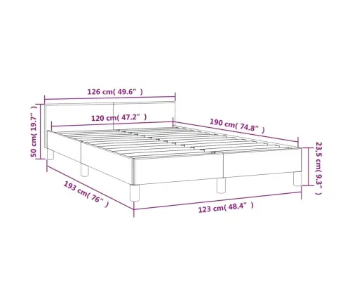 Gultas Rāmis Bez Matrača Krēmkrāsas 120X190 Cm Audums Vidaxl