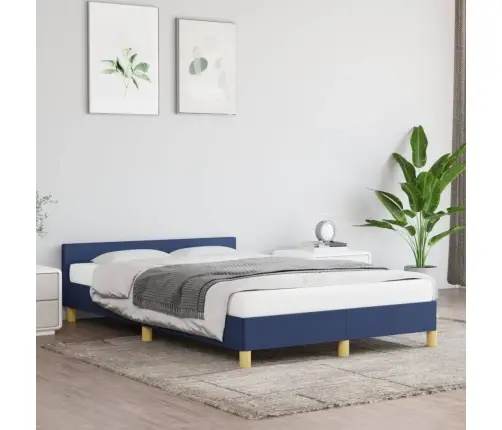 Gultas Rāmis Bez Matrača Zils 120X190 Cm Audums Vidaxl