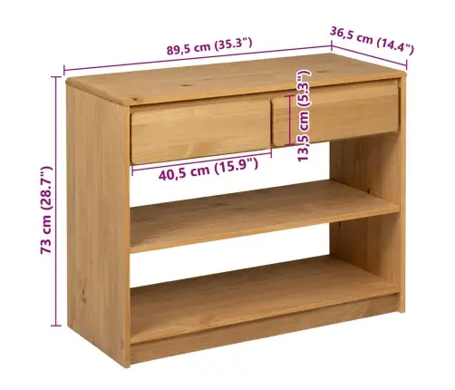 Konsolinis Staliukas Sauda, Ąžuolo, 89,5X36,5X73cm Pušis