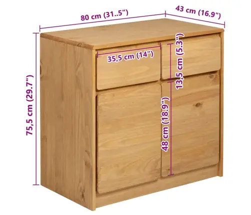 Puhvetkapp "Sauda", Tamm 80X43X75,5 cm Männipuit