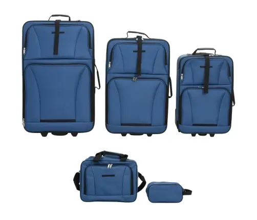 Piecdaļīgs Koferu Komplekts, Zils Audums Vidaxl