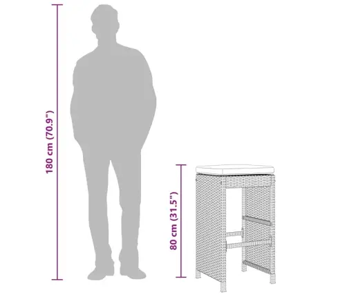 Dārza Bāra Krēsli Ar Matračiem, 4 Gab., Brūna Pe Rotangpalma Vidaxl